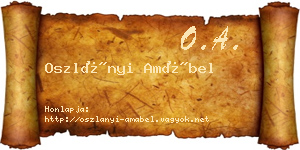 Oszlányi Amábel névjegykártya